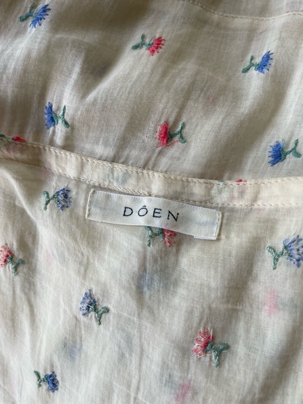 Dôen Floral Embroidered Cotton Maxi Dress Prairie Romantic Dainty Cottagecore - Picture 5 of 7